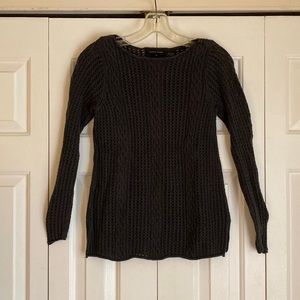 Dark grey, cotton knit Jeanne Pierre sweater.